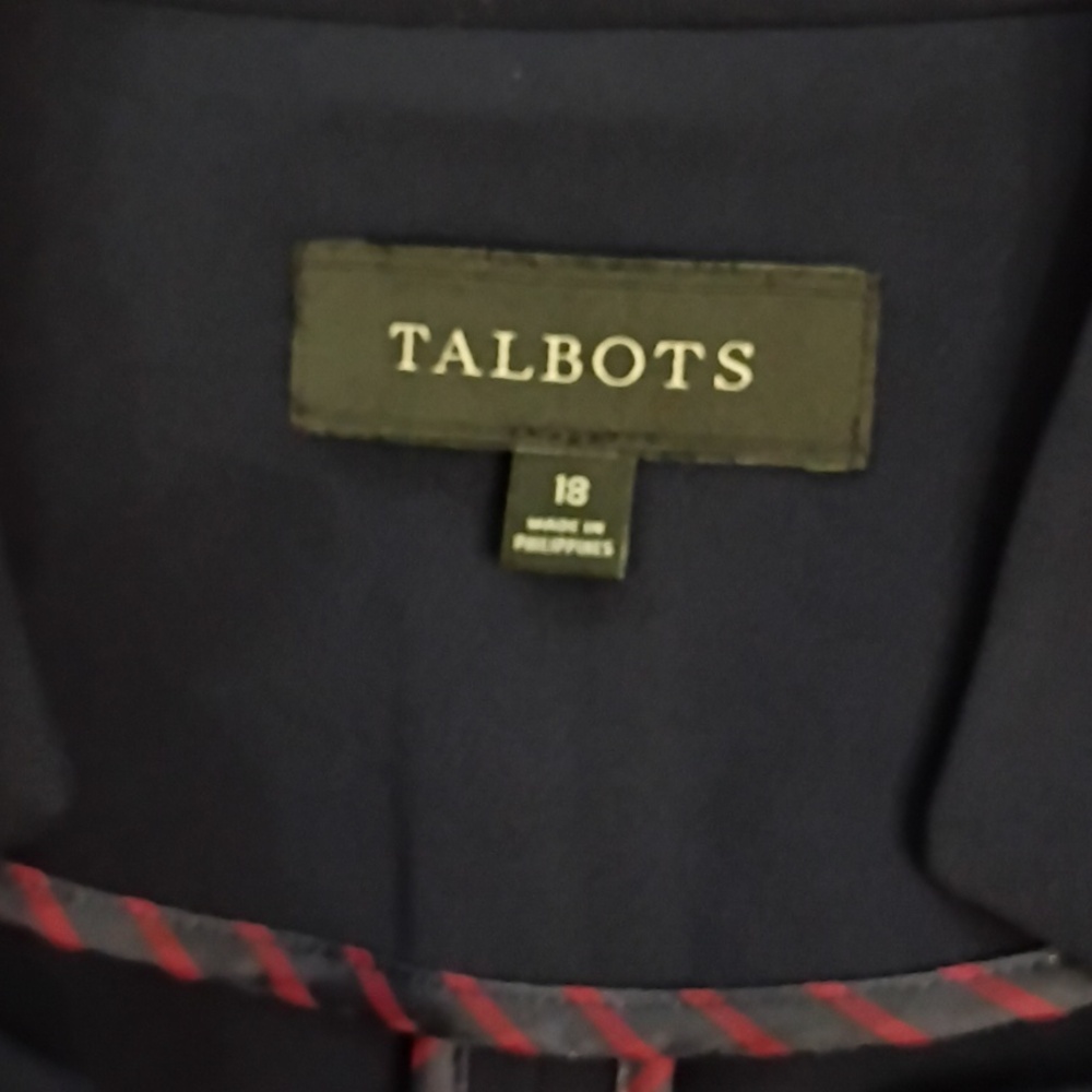 Talbots Navy Collarless Single-Button Blazer Size… - image 2